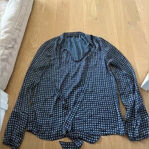 Patterson J. Kincaid Navy and White Printed Blouse